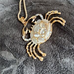 Gold Crab Necklace with Unique Design, by Betsey Johnson, NWT, 27” chain.